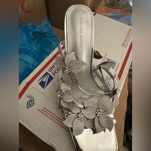 Silver Embellished Women's Sandals azalea want size 9